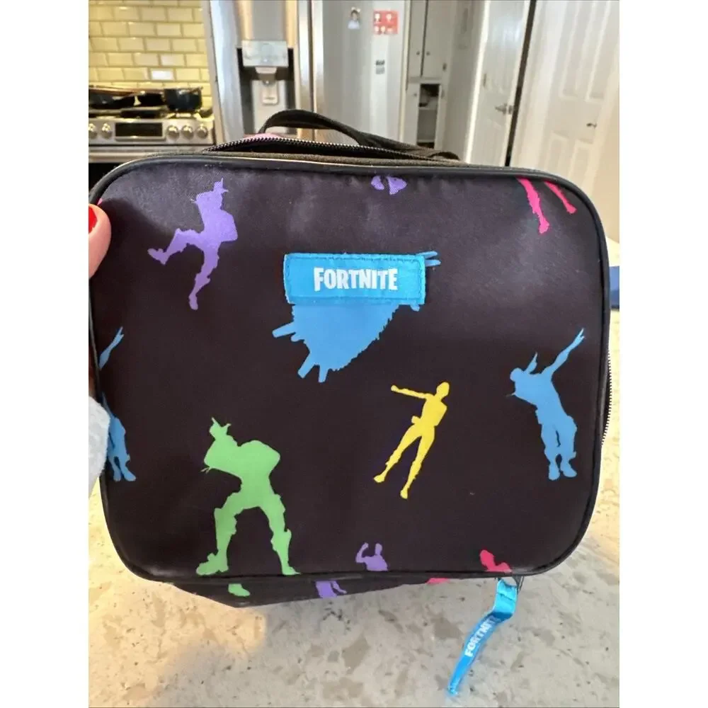 Fortnite Lunch Box. Dance. Insulated. Zip Around. Colorful. Black
